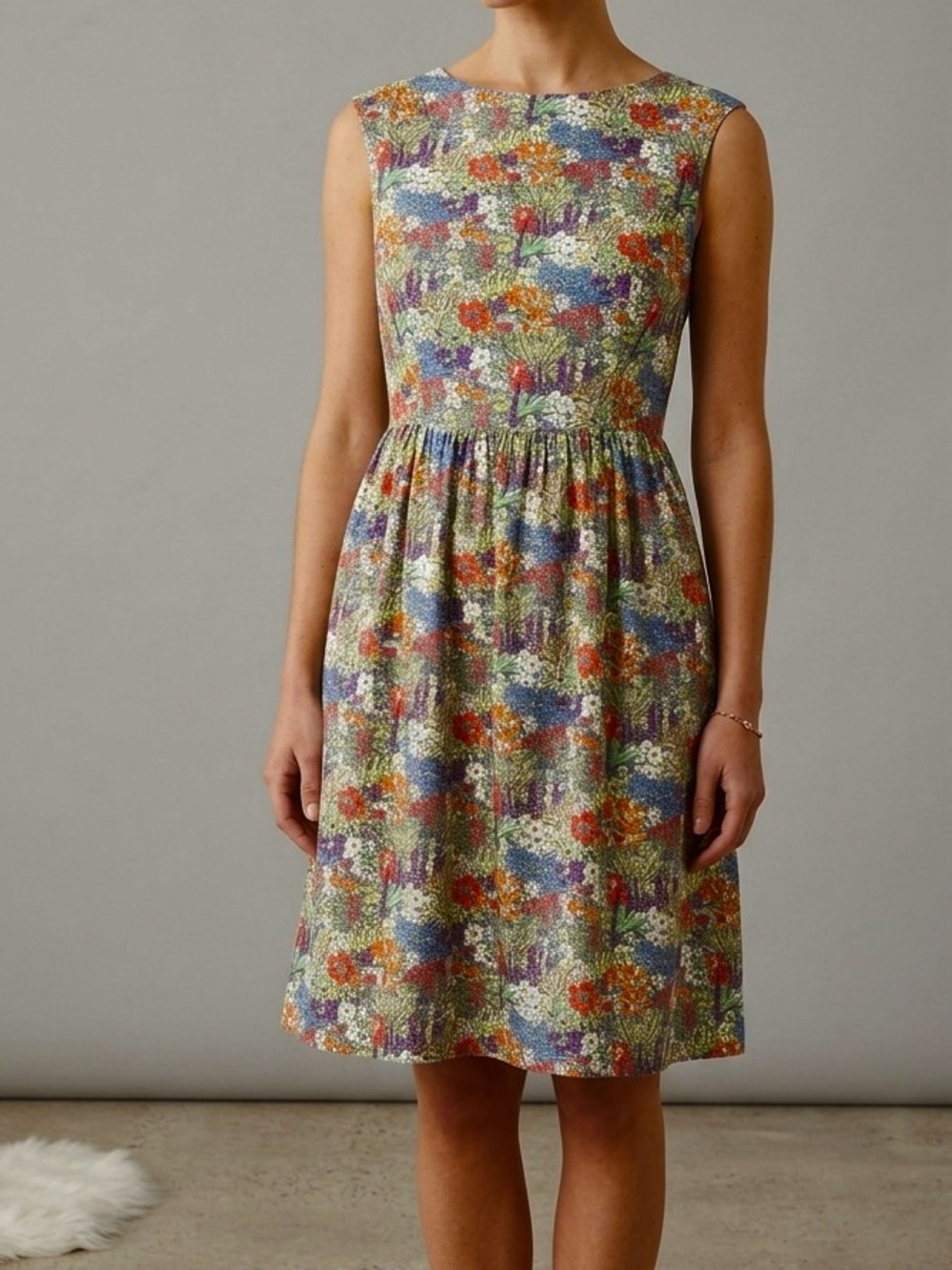 Liberty Art Fabrics Size 14 Dress Summer Cotton Floral Wildflower Sleeveless